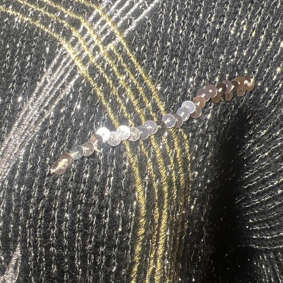Vintage Andene Knit Sweater Large Metallic embroidered Sequin Rhinestone Black - Picture 3 of 5